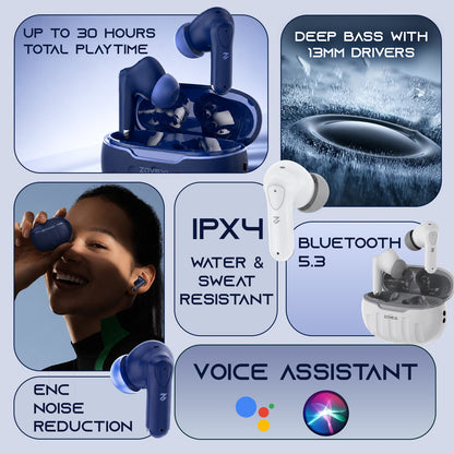 Zovexi  Airbuds 13MM Drivers ,30 Hours Playtime Earbuds