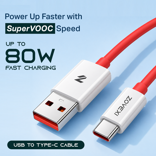 Zovexi PowerDash 80W USB-A to Type-C Fast Charging Cable.