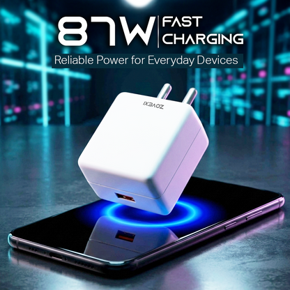 Zovexi QC Voltex 87W Fast Charger Wall Adapter Includes USB to Type-C Cable