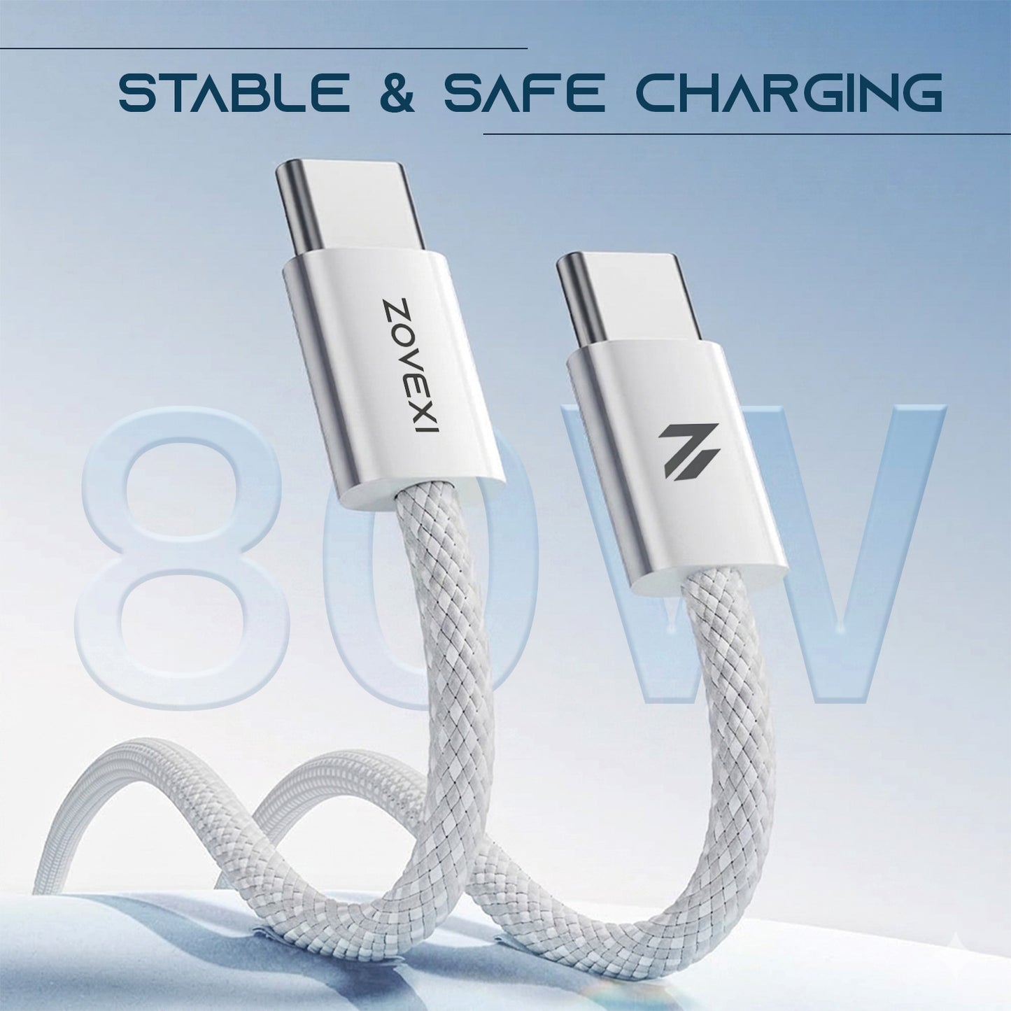 Zovexi VoltRush 80W USB-C to USB-C Fast Charging Cable