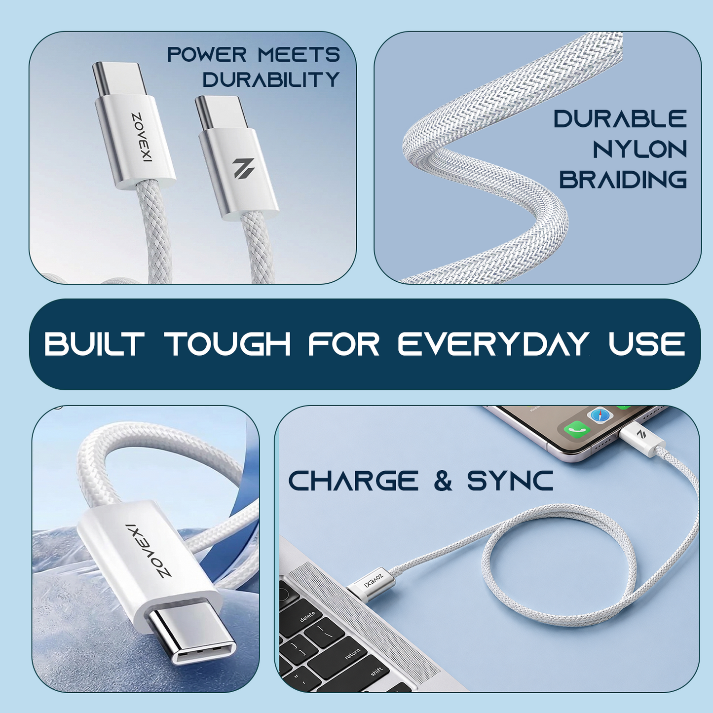 Zovexi VoltRush 80W USB-C to USB-C Fast Charging Cable